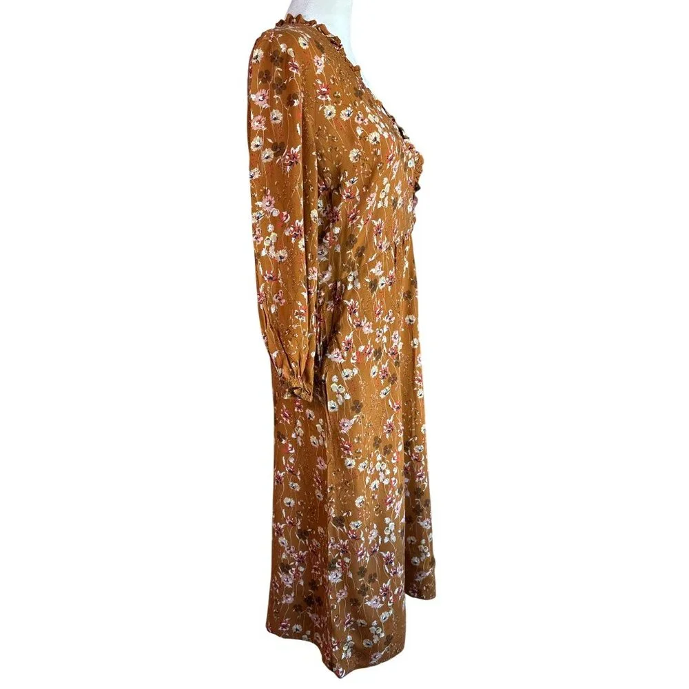 Naja Lauf Dress Size S/M Sheath Mustard Floral‎ Print Lagonlook Copenhagen